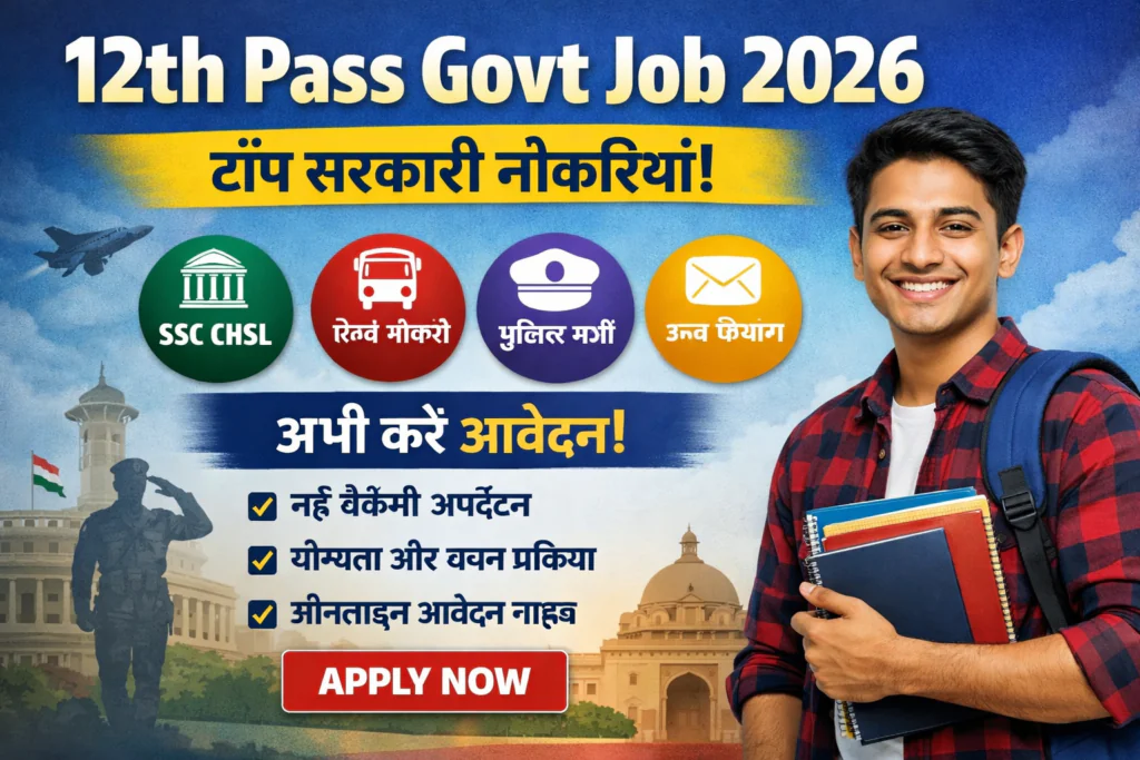 12th Pass Govt Job 2026 – Top Sarkari Jobs After 12th | Latest Vacancies & Apply Online