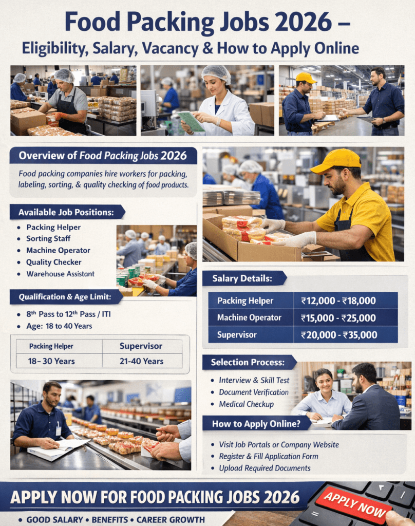 Food Packing Jobs 2026 – Eligibility, Salary, Vacancy & How to Apply Online